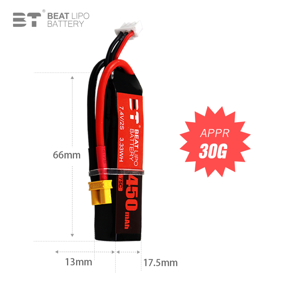 BEAT 2S 7.4V 450mAh 75C LiPo แ - Drone Rc Link บทวิจารณ์และราคา