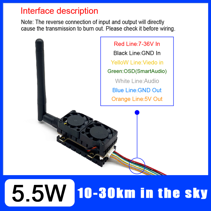 ยาว 5.8GHz 5.5W เครื่องส่งสัญญ - Vtx Video Transmitter บทวิจารณ์และราคา